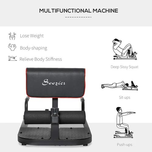 Vista 6 de Soozier 3-in-1 Padded Push Up Sit Up Deep Sissy Squat Machine Home Gym Fitness Equipment