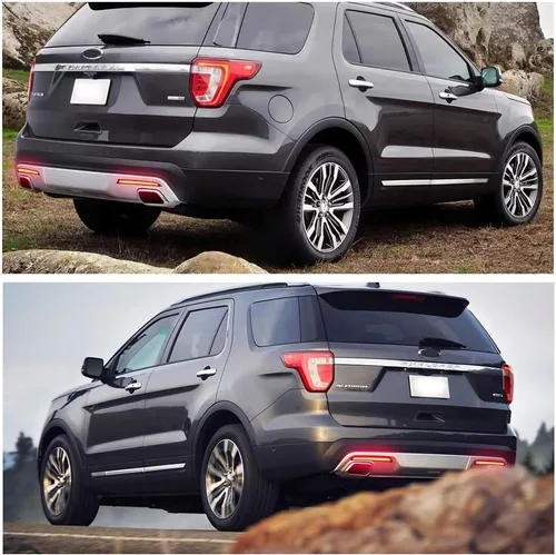 Vista 8 de Lente roja completa LED parachoques reflector trasera niebla luces para 2016 2017 2018 2019 Ford Explorer
