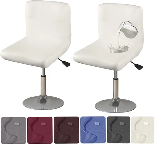 Vista 8 de HFCNMY Fundas para taburete de bar, 4 unidades, elásticas, impermeables, de PU con respaldos, lavables, fundas giratorias para taburete de bar