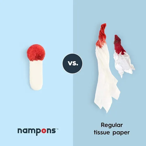 Vista 4 de Nampons Tapones para sangrado nasal: 24 tapones de sangrado nasal con agente de coagulación para detener las hemorragias nasales rápidamente.