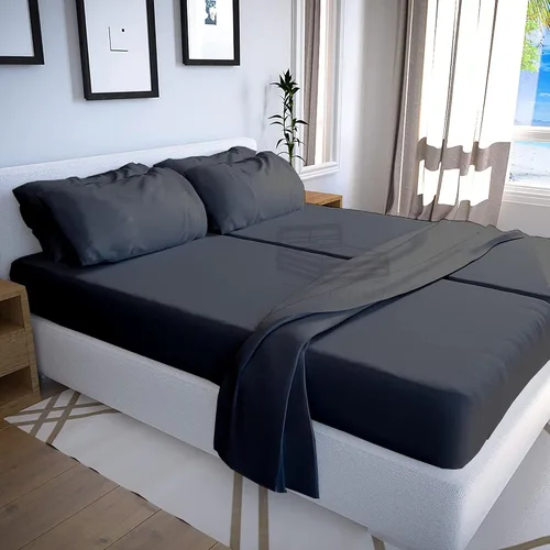 Vista 32 de Cottington Lane Juego de sábanas de 4 piezas tamaño individual, ropa de cama de microfibra ultra suave con bolsillo profundo de 16 pulgadas