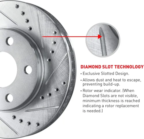 Vista 4 de R1 Concepts Kit de rotor de freno delantero Rotores de freno Disco de freno Perforado y ranurado Compatible con Daewoo Leganza 1999-2002