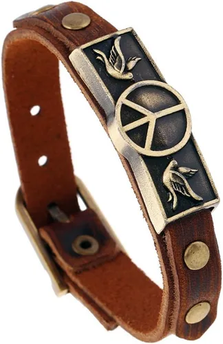 Vista 8 de Hamoery Pulsera de cuero de aleación punk para hombre, pulsera cruzada