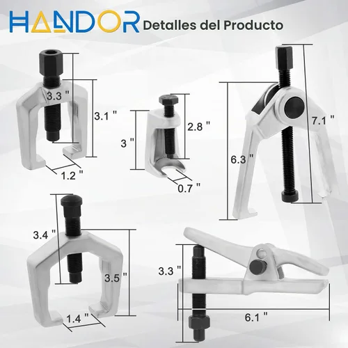 Vista 5 de Handor Separador de rótula, herramientas mecánicas 5 en 1, extractor de brazo Pitman, juego de herramientas de extracción de extremo de barra