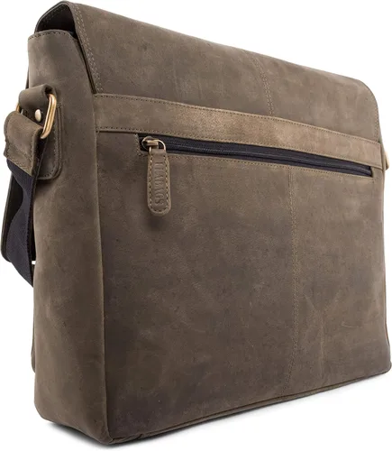 Vista 3 de LEABAGS Maletines de cuero para hombre - Bolso Cambridge de cuero genuino para portátil de 15 pulgadas - Bolso de mensajero vintage