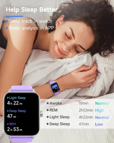 Vista 4 de TOOBUR Reloj inteligente para mujer con Alexa integrado, 1.8 pulgadas, compatible con Android iOS, responder y hacer llamadas, contador de pasos
