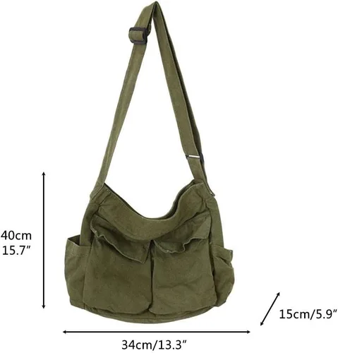 Vista 2 de Bolso cruzado Hobo de gran capacidad, bolso cruzado de lona para mensajero de viaje, bolso de hombro casual