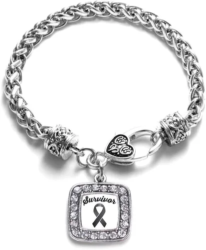 Vista 159 de Pulsera de dijes cuadrados de plata con joyería de circonita cúbica