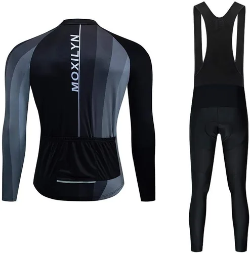 Vista 2 de MOXILYN Camisetas de ciclismo para hombre, conjunto de ropa de bicicleta para hombre, chaqueta de bicicleta de manga larga y pantalones de ciclismo