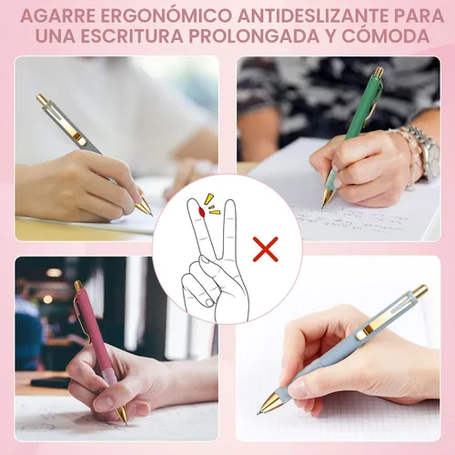 Vista 3 de Linbsunne Bolígrafos de gel de tinta negra de 0.5mm, punta fina, de escritura suave, retráctiles, suministros de oficina (12 unidades)