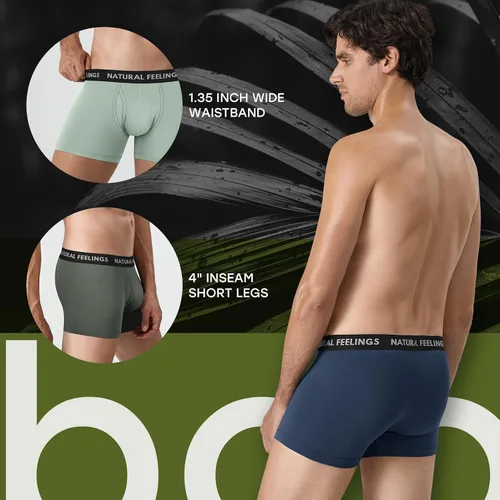 Vista 3 de Natural Feelings Ropa interior de bambú para hombre, ropa interior cómoda y transpirable para hombres con bragueta abierta, paquete de 5