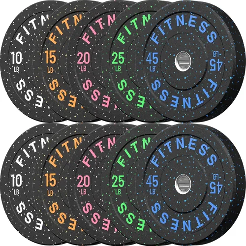 Vista 22 de HANDBODE 2-Inch High-Bounce Bumper Plates, Olympic Weight Set, 10-650 lb