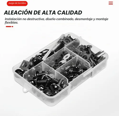 Vista 4 de Kit de pernos de carenado de motocicleta, 177 piezas M5 M6, tornillos para parabrisas de motocicleta, kit de cierres de pernos de carenado de Negro