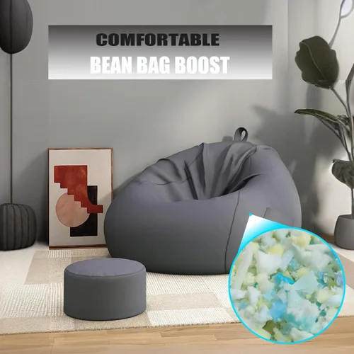 Vista 5 de BOXIN Relleno de espuma viscoelástica triturada de 5 libras para relleno de puf, espuma de relleno de almohada suave y conveniente para cojín