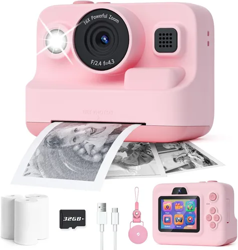 Vista 11 de Dylanto Cámara de niños con impresión instantánea, cámaras instantáneas de 1080P para niños que imprimen fotos, regalos de Navidad de cumpleaños