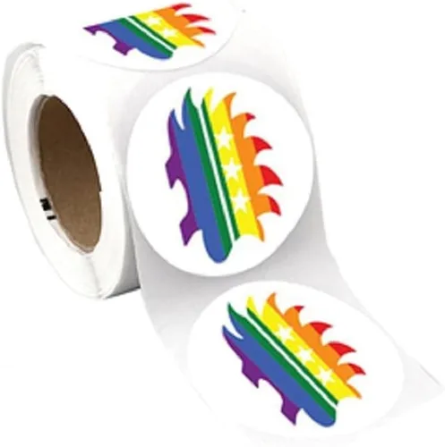 Vista 4 de Pegatinas de bandera bisexual para el mes del orgullo - Venta al por mayor Bi-Pride en un rollo (2 rollos - 500 calcomanías)