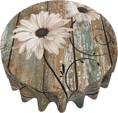 Vista 72 de Giwawa Mantel de Mesa Redondo con Bandera de EE. UU., Mantel Americano con Estrellas, Mariposas, Círculo, 152 cm. Mantel del 4 de julio, Día