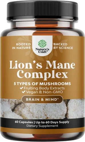 Vista 9 de Suplemento avanzado de hongo melena de león – Cápsulas de suplemento de melena de león con Reishi Chaga Maitake y Shiitake para la salud cerebral