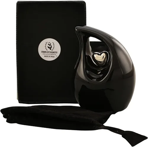 Vista 31 de Urna de cremación Heart of Love para cenizas humanas - Hermosa urna conmemorativa ERN para adultos - ERN decorativa para seres queridos - Urna Negro