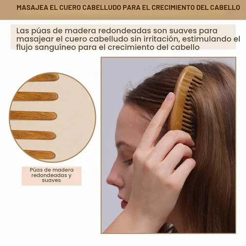 Vista 4 de Paquete de 2 peines de madera, peines para el cabello