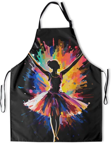 Vista 16 de Delantal impreso delantales de pintura de poliéster con bolsillo para cocinar cocina a la parrilla adultos