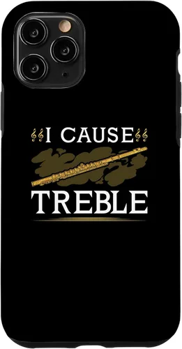 Vista 11 de Funda para iPhone 11 Pro Max con flauta transversal, I Cause Treble, divertida funda Flutist