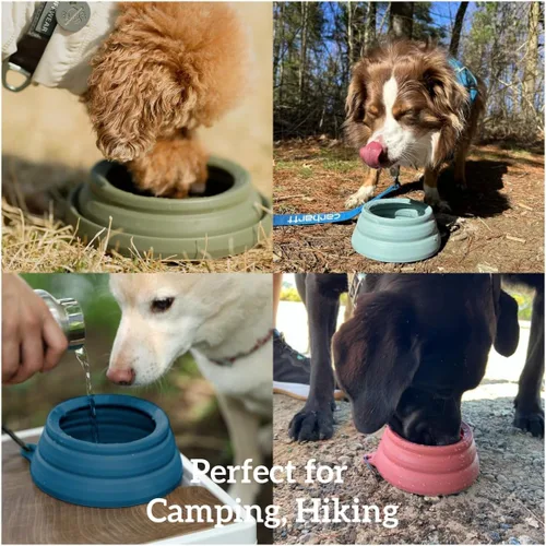 Vista 6 de OHMO Tazón de Agua para Perros Colapsable a Prueba de Derrames 24oz para Autos, Tazones Portátiles sin Salpicaduras para Viajes de Perros
