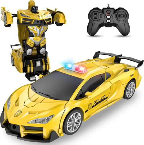 Vista 10 de Coche de control remoto, juguetes de auto RC transformadores de araña para niños, auto RC de 2.4 GHz, transformación de un botón, giros de 360°, luz