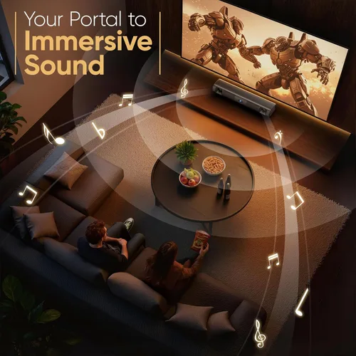 Vista 5 de Saiyin Barra de sonido Bluetooth de 60W para Smart TV, TV-ARC/óptico/AUX Negro