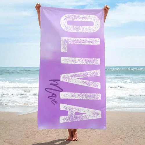 Vista 13 de Toalla de playa personalizada con nombre para playa, piscina, diversión de verano, regalos para niños, adultos y parejas (azul)