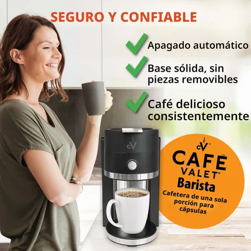 Vista 7 de Café Valet Barista - Cafetera de una sola porción, compatible con cápsulas de café K-Cup, diseño compacto Compatible con cápsulas de café K-Cup