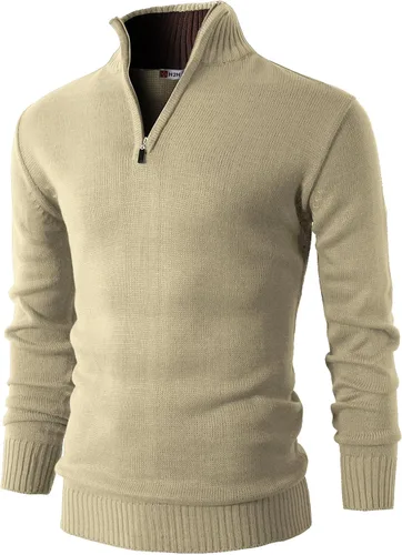 Vista 13 de H2H Suéter de cuarto cremallera para hombre, estilo casual, ajustado, polo Kmoswl021-azul marino