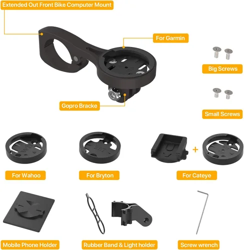 Vista 2 de Soporte de barras Aero - Garmin Bike Computer Mount para Garmin Edge, compatible con computadora GPS de bicicleta, Wahoo, Bryton, Cateye, GoPro Full