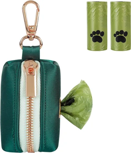 Vista 26 de Lionet Paws Lindo soporte para bolsas de excrementos de perro con bolsa para correa, dispensador de seda para perros, collar a juego Azul