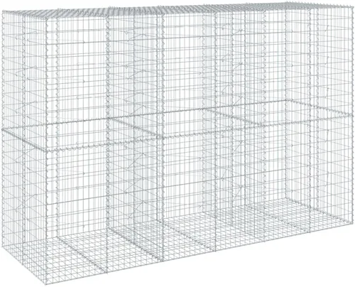 Vista 103 de vidaXL Cesta de gavión con tapa, 39.4 x 19.7 x 39.4 pulgadas, hierro galvanizado rectangular, resistente a la intemperie, montaje sin herramientas