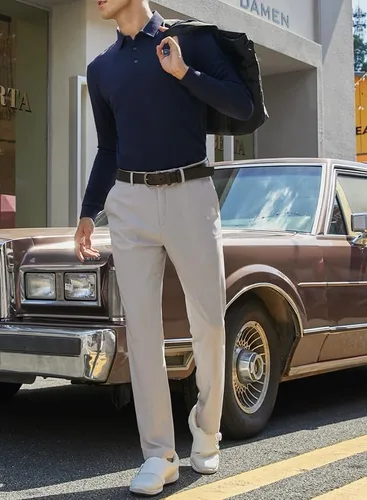 Vista 5 de JMIERR Pantalones de golf para hombre, elásticos, ajustados, para correr, viajes, trabajo, pantalones de vestir chinos para hombre