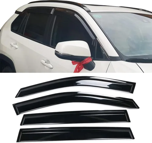 Vista 2 de IKON MOTORSPORTS, Visera adhesiva para ventana compatible con Toyota RAV4 2019-2025, humo oscuro acrílico, 4 unidades, protección contra la lluvia
