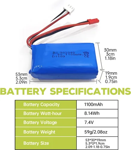 Vista 3 de sea jump 2 unids 7.4 V 1100 mAh batería de litio+2 en 1 cargador convertidor para WLtoys A949 A959 A969 A979 S989 V912 T23 T55 F45 A320 A321 RC