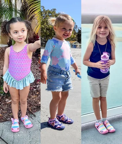 Vista 2 de STQ - Zapatos acuáticos para niños y niñas, de secado rápido, sin cordones, sandalias para la playa, para nadar, para la alberca, para bebés y niños