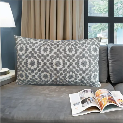 Vista 30 de Funda de almohada de algodón, diseño de bolero. Funda decorativa con diseño geométrico. En lona de algodón. Bordado, con costuras en cadena. 1pc