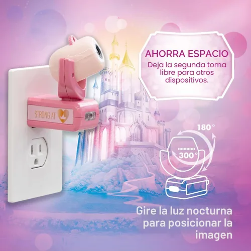 Vista 5 de Projectables Disney Princess - Luz nocturna LED para niños, proyector, enchufe, sensor del atardecer al amanecer, Belle, Jasmine, Ariel, Moana
