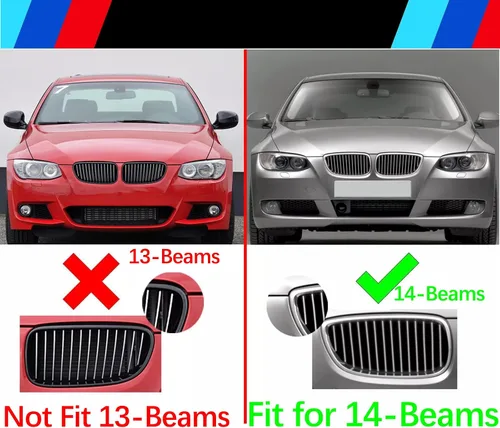 Vista 4 de Insertos de Parrilla Automotriz para BMW Serie 3 E92 E93 320i 325i 330i 335i 2006-2009 (Solo Compatible con 14 Vigas), Accesorios de Parrilla Frontal