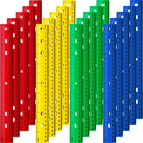 Vista 8 de Chuangdi 20 reglas coloridas de plástico a granel de 12 pulgadas para niños, estudiantes, aula, escuela, oficina (color transparente, clásico)