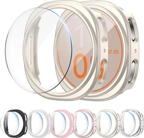Vista 9 de Paquete de 6+6 para Samsung Galaxy Watch 7 Protector de Pantalla de 40mm, Funda de Parachoques de PC Duro con Película de Vidrio Templado Anti-Vaho