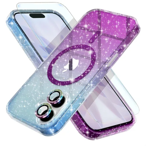 Vista 55 de Choiche Funda para iPhone 15 Pro Max compatible con MagSafe, color negro Purpurina negra