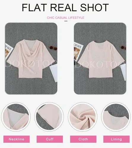 Vista 5 de Dokotoo Blusas y tops de gasa de manga corta para mujer