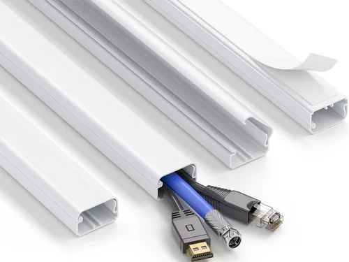 Vista 12 de ZhiYo Ocultador de cable de 85 pulgadas para un cable, cubiertas de cable autoadhesivas para cables en la pared, cubiertas de cable de TV pintables