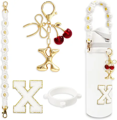 Vista 136 de Letter Handle Strap Accessories with Cute Initial Charm Compatible with Owala Water Bottle 24oz 32oz 40oz Owala Kids