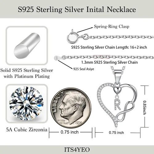Vista 4 de Collar de plata de ley 925 con dije de corazón infinito, collar de plata con dije de circón para mujer, regalo de joyería para mujeres, esposas
