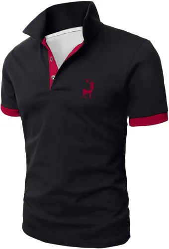 Vista 4 de Polo gráfico para hombre, casual, cuello de negocios, camiseta de otoño, manga corta, talla grande, clásica, básica, camiseta de golf